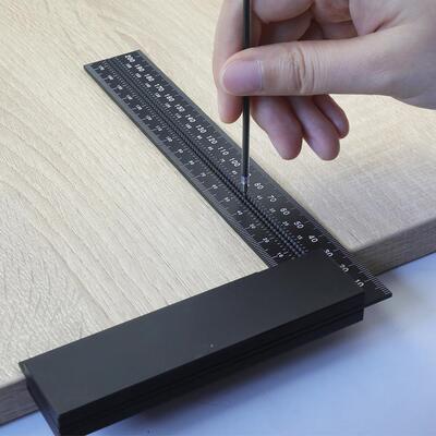 JAVIER木工多功能划线尺铝合金L型尺直角划线尺L型洞洞尺木工工具