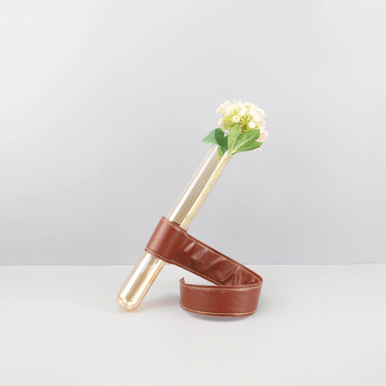 现代简约皮革玻璃试管花瓶摆件客厅卧室电视柜餐厅玄关办公室饰品