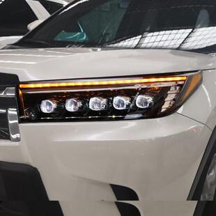 全LED日行灯水晶透镜流光跑马一抹蓝 19款 新汉兰达大灯总成改装