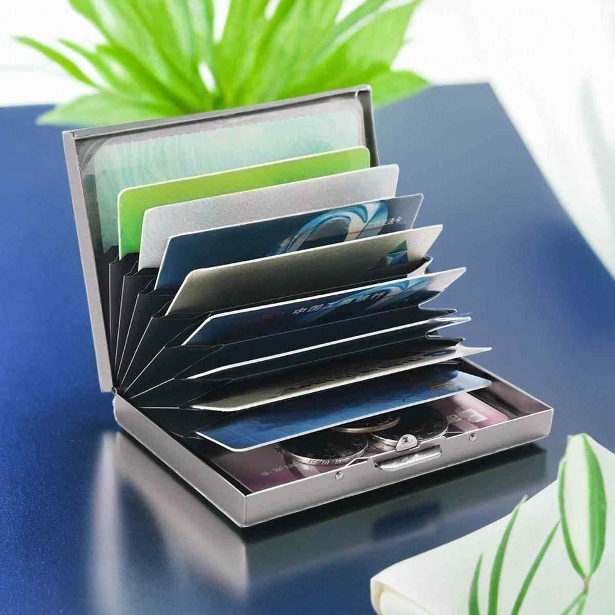 不锈钢卡包钱包防盗刷金属超薄防消磁小巧卡盒信用卡套卡片夹男士