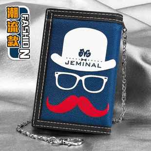 男帆布折叠小钱包高中小学初中学生短卡包男孩男生儿童男童零钱包
