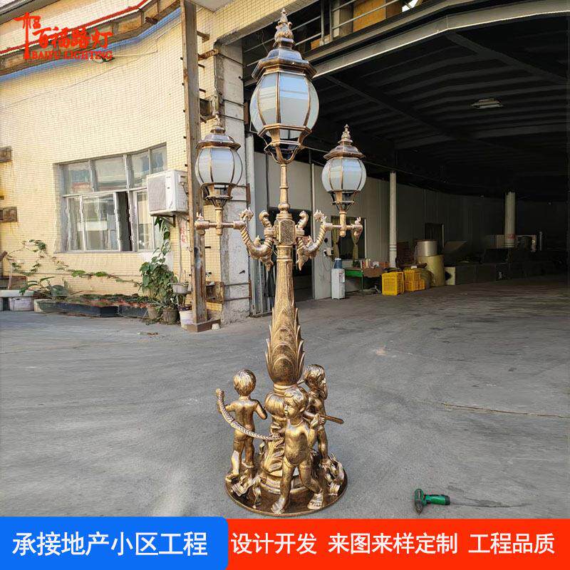 全铜欧式庭院灯户外别墅花园小区公园广场街道五头翻砂铝庭院灯