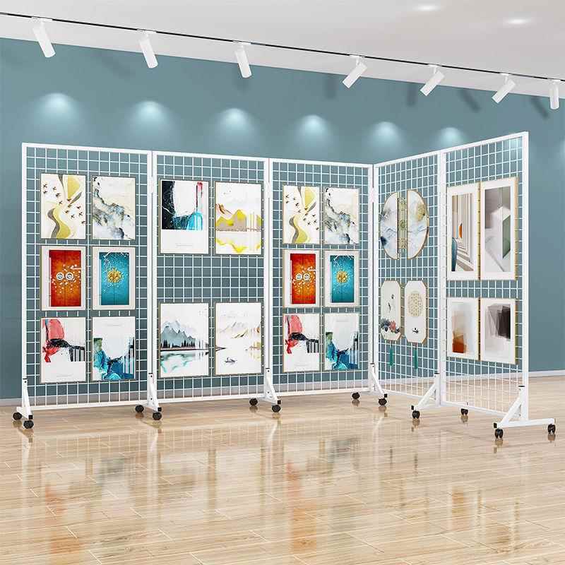 537折叠网格移展示架画展览室幼画儿园作品展示架美术展架动户外