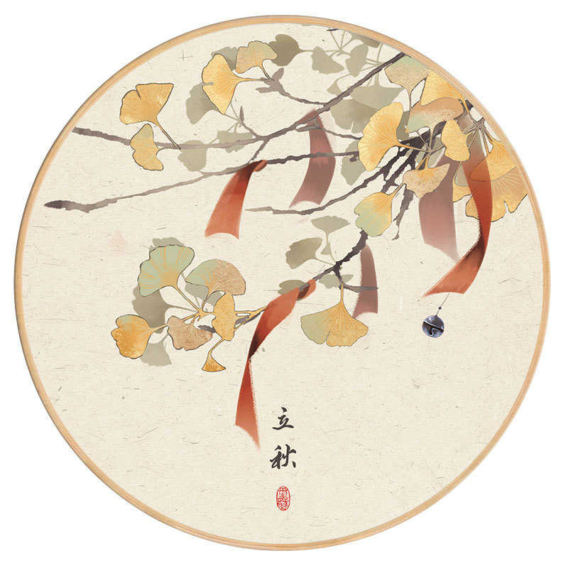 24节气装饰画新中式挂画饭店墙面装饰现代中式圆形壁画二十四节气