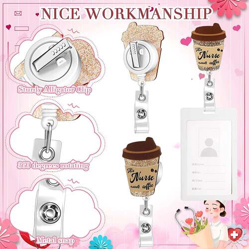 跨境热销新品60°旋转可伸缩串珠易拉扣证件卡套徽章卷轴