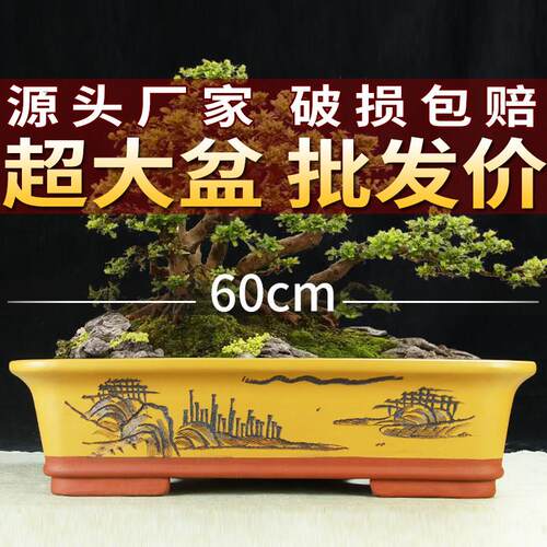 宜兴紫砂花盆特价清仓特大号四方长方形盆景盆方形马槽专用陶瓷盆