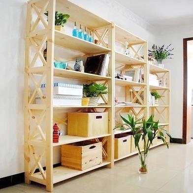 卧C书架落地靠收纳架家用1-5货架多层简易书柜室实木9架子客厅墙