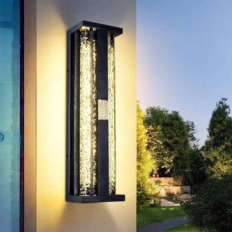 户外防水太阳能壁灯室外别墅大门门口柱子外墙新中式庭院长条壁灯