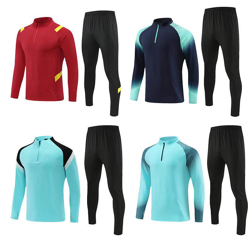 秋冬长袖训练服卫衣卫裤套装足球热身运动男女半拉链出场服