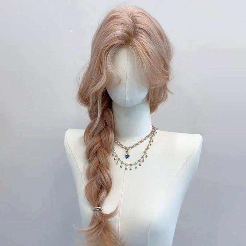 粉金色假发女长卷发大波浪彷真发doll感lolita水波纹羊毛卷全头套