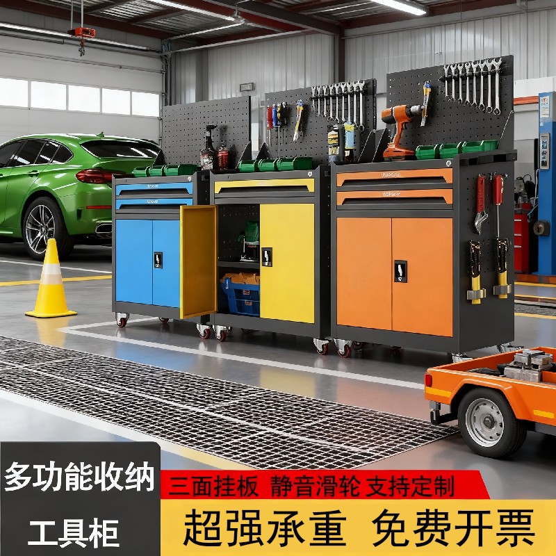 钢板工具箱移动多功能汽修车工具柜五金推车铁皮五金工作台维修柜
