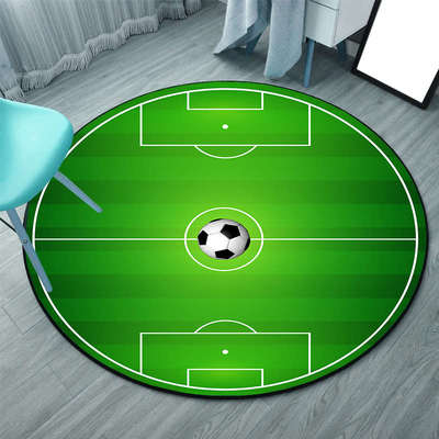 卡通儿童足球场圆形地垫卧室学习椅电脑椅转椅彩票店架子鼓地毯