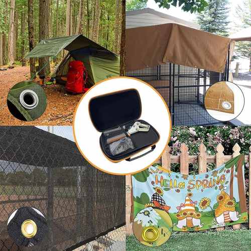 供10.5mm气眼钳工具套装加橡胶锤含200个金银色扣环组合套装