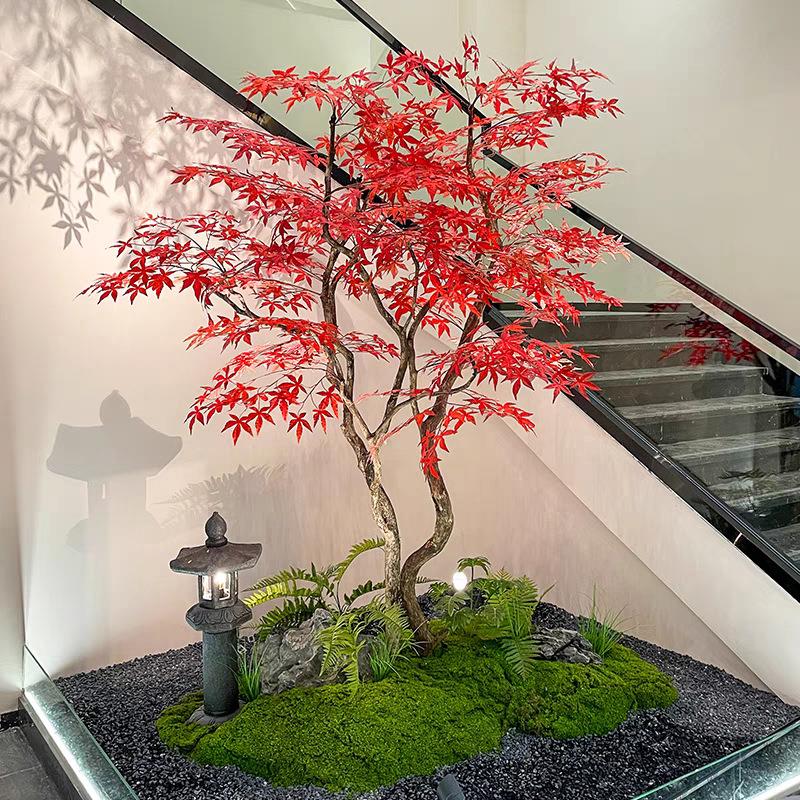 仿真枫叶树16515假店红枫树大型商场酒绿植假树地造室内外落简约