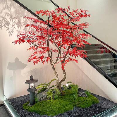 仿真枫叶树16515假店红枫树大型商场酒绿植假树地造室内外落简约