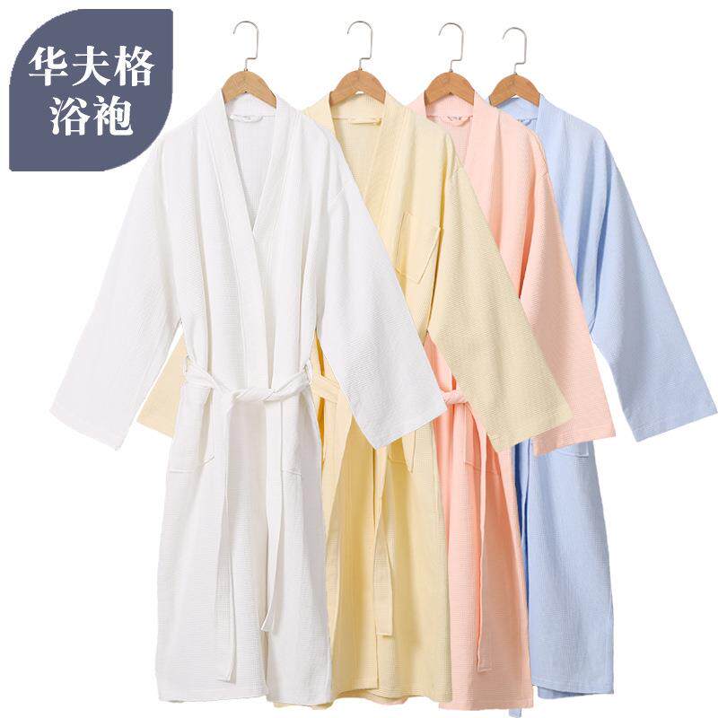 汗蒸服男女五星级酒店浴袍宾馆睡袍纯棉华夫格和服薄款情侣