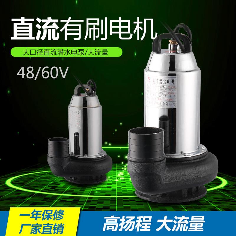 48V60V有刷直流潜水泵户外农业灌溉电动车抽水泵三寸直流潜水电泵