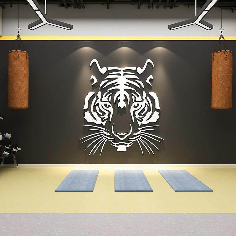老虎贴纸网红健身房墙面装饰画 画室励志标语创意跆拳道武馆海报