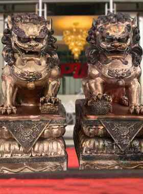 定做 2米铜狮 特大号铜门狮 北京狮 宫门狮金属底座铜狮子