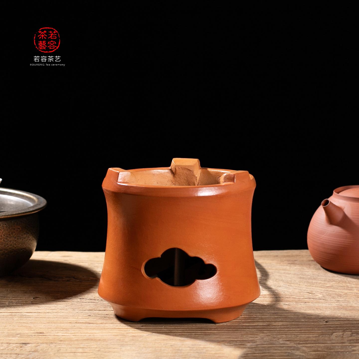 闽西副榜红泥电热茶炉复古围炉煮茶器工夫茶烧水壶粗陶耐干烧炭炉