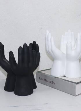 现简约个性创意手掌组雕塑摆首莲花手模饰合架家居件办公室实体代