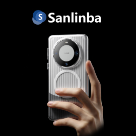 Sanlinba瓦楞条纹磁吸手机壳适用于华为Mate60Pro亮面透明硬壳保护壳MagSafe高级感简约防摔超薄手机套