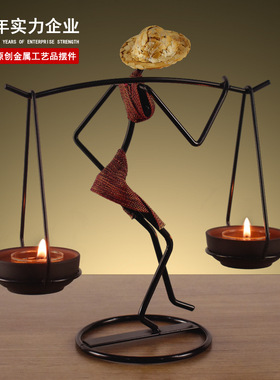 居家典雅田园人物烛台装饰摆件