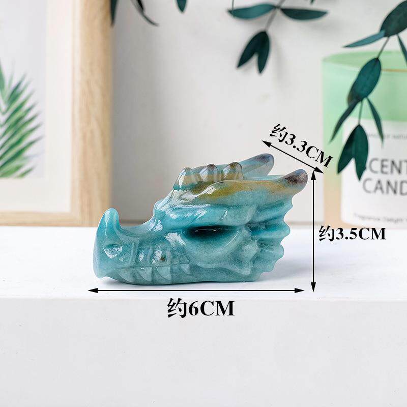 天石然水晶羟磷铝石龙头骨刻件原打磨水晶工艺品羟磷铝石家居装摆