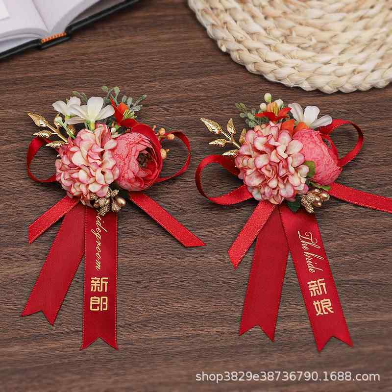 结婚胸花高档缎带胸花姐妹团伴娘团襟花婚礼嘉宾胸花会议襟花