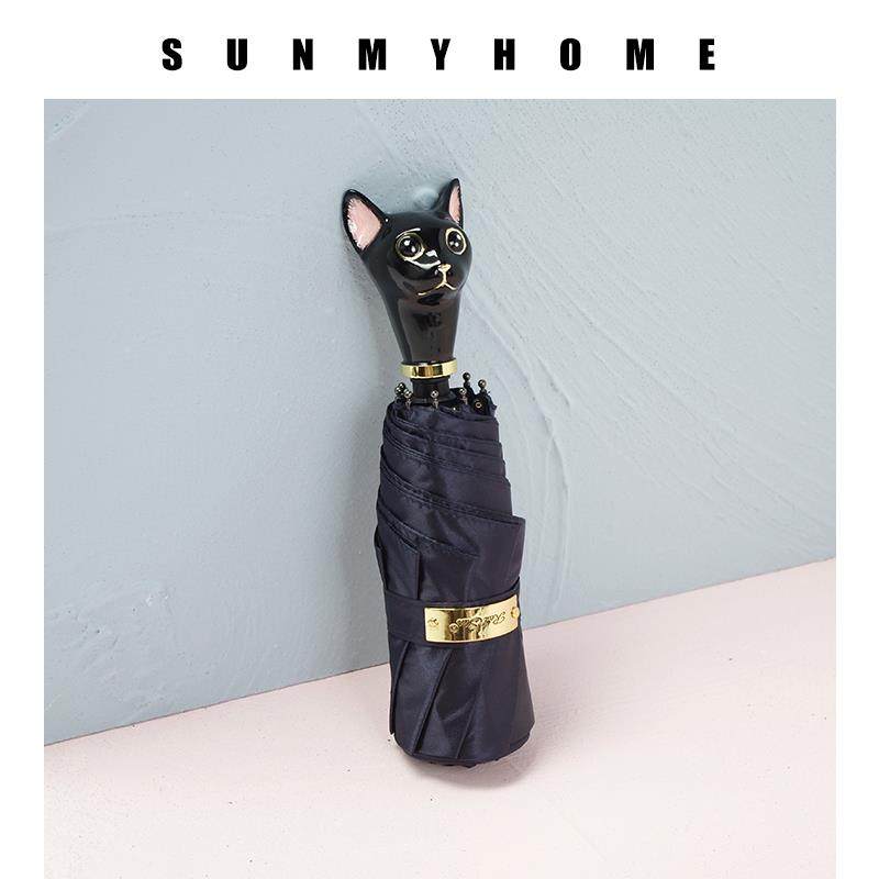 正品Sunmyhome猫头太阳伞五晴折小巧便女奢雨伞遮阳防晒轻防携紫