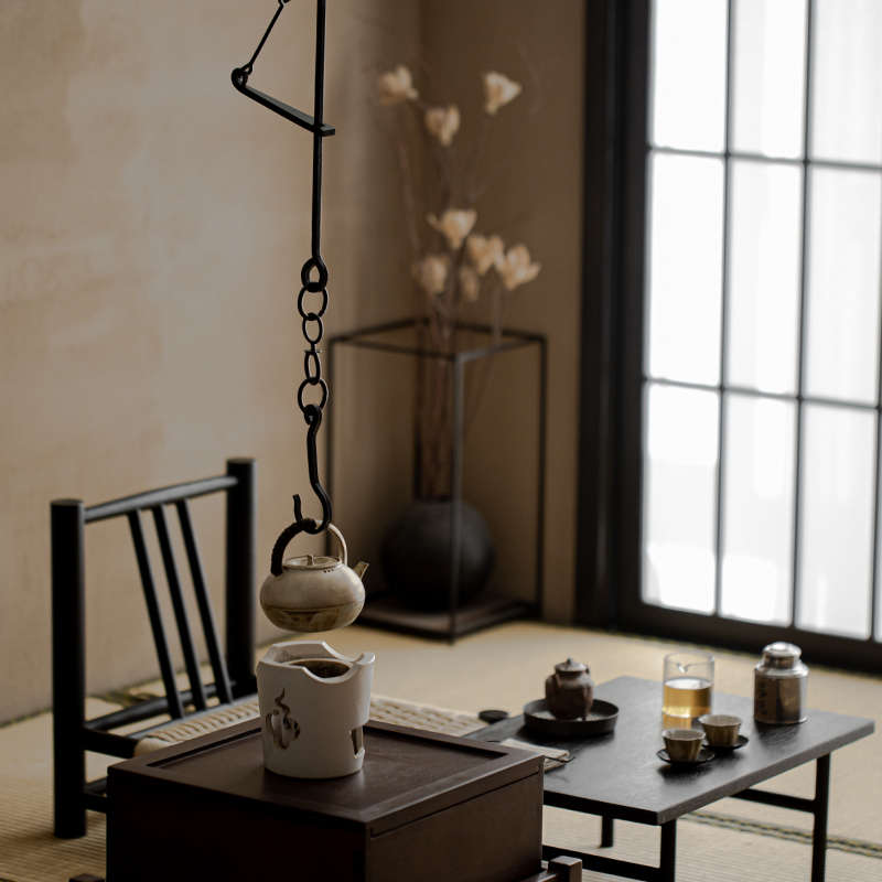 铁制自在钩围炉煮茶配件铁壶铜壶吊壶挂钩老式家用茶室茶炉