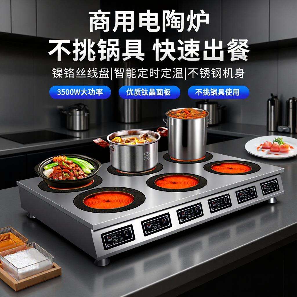 商用电陶炉大功率煲仔炉二四六眼麻辣烫电磁炉餐饮厨房设备多头灶