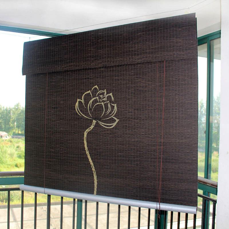 酒店茶室遮竹HUH帘卷帘阳台光黑色竹窗帘宿民隔断装饰中式阳竹帘