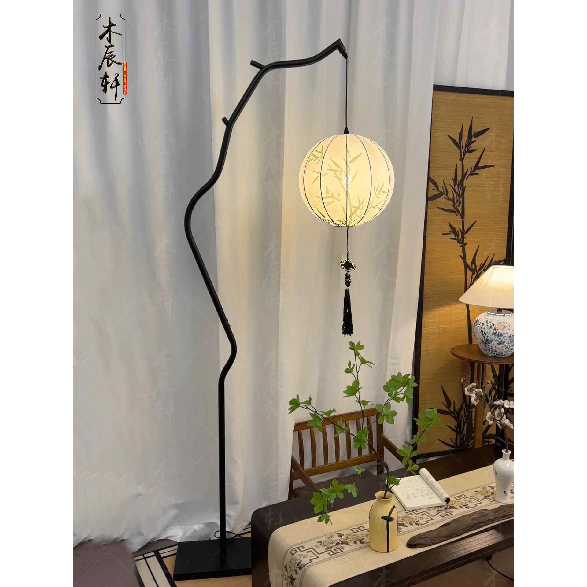 古风中式现代落地灯装饰禅意茶室氛围复古卧室灯笼树枝书房客厅灯