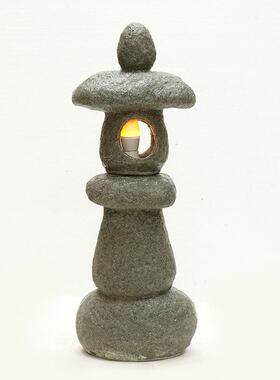 田园日式灯笼砂岩雕塑园林景观太阳能庭院办公室艺术装饰绿化摆件