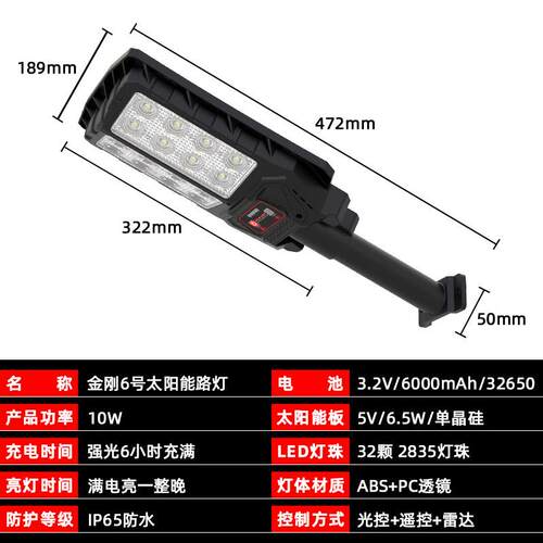 LED太阳能路灯庭院灯别墅家用壁灯智能雷达感应照明灯人体感应