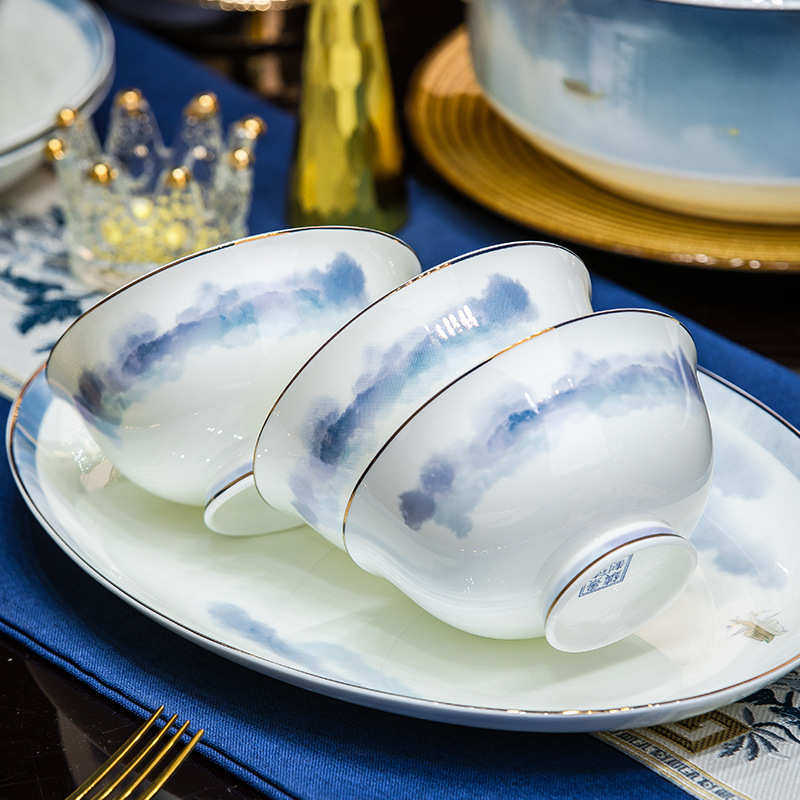 值奢乔迁送礼高陶瓷餐具批发景德镇轻套装家用颜高级高温骨瓷碗盘,餐饮具,盘,淘宝优惠券,粉丝福利购,淘宝优惠卷