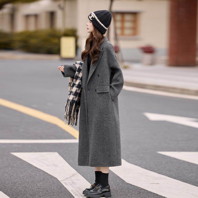 韩系双面呢羊毛大衣外女小个子中长款202羊5秋冬新款高级ZAI8526S