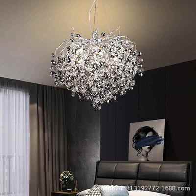 轻奢水晶吊灯现代法式豪华枝型吊灯卧室客厅餐厅银色吊灯灯具