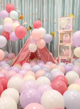 10寸气球玛卡龙色开 业装饰活动场景结婚拱门红色加厚生日派对布