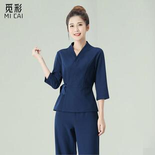 高端美容院养生馆工作服套装女中医理疗推拿头疗店足浴足疗技师服