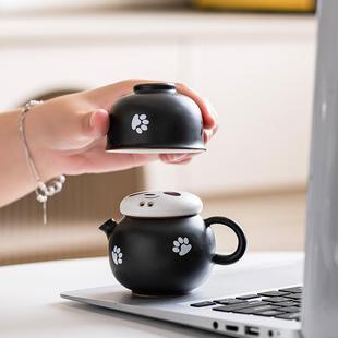 熊猫户外旅行茶具一壶一杯功夫茶具布袋旅行装送礼商务礼品伴手礼