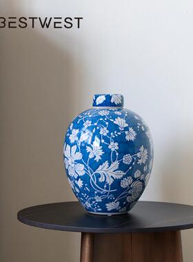 宋代摆美学瓶中式陶瓷花件轻奢高档客饰厅玄关插花JCD-2005装景德