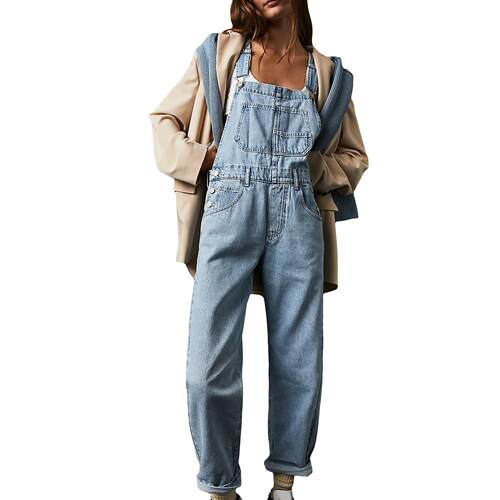 Zipper denim overalls women's autumn collection with
