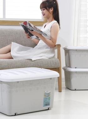 收纳4UNU5带轮提手具塑料整理L箱被子衣箱服玩储物箱收纳箱带轮