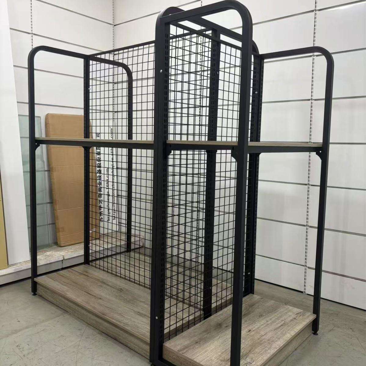 圆弧背网钢木展架网背板商超展示架货架母婴店文具货架超市展示架