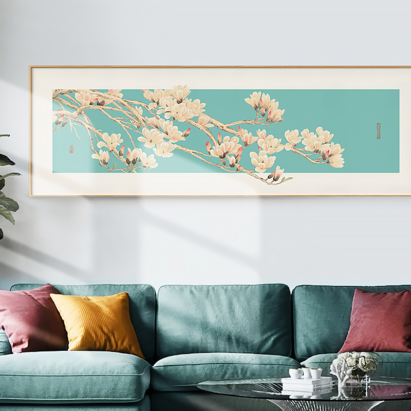 墙蛙新中式客厅装饰画沙发背景墙画书房茶室植物花卉卧室装裱挂画