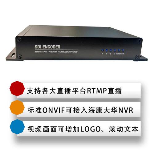 4路SDI2路4K直播编码器 h.264高清rtmp推流器SDI采集卡