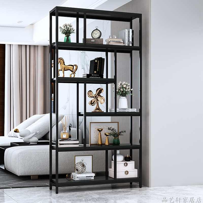##铁艺工业风书架置物架办公室屏风隔断落地客厅创意玄关展示架子