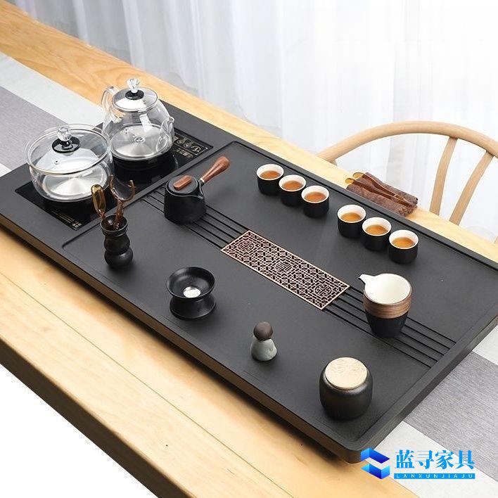 天然乌金石茶盘全自动一体茶具套装家用功夫电磁炉客厅大茶台整块